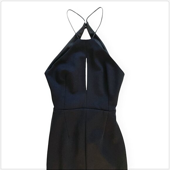 N / Nicholas Black Ponti Rouleau Dress Halter Slit Keyhole Bodycon Sheath Size 0 - Picture 5 of 8